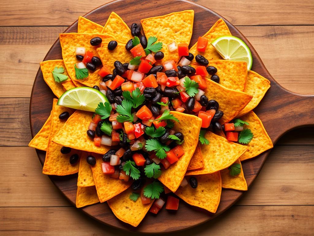 Plantain Crisp Nachos with Black Bean Salsa
